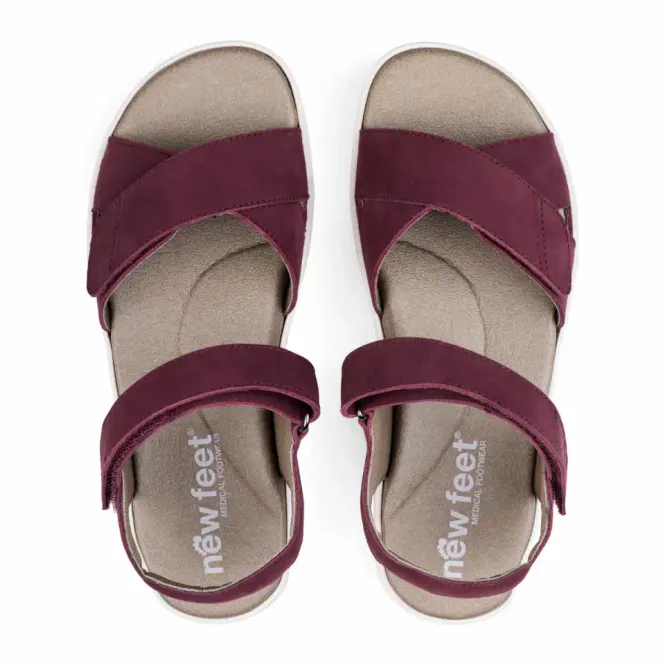 Hovedbilde Sandal with 2 velcro. Nubuck, bordeaux.