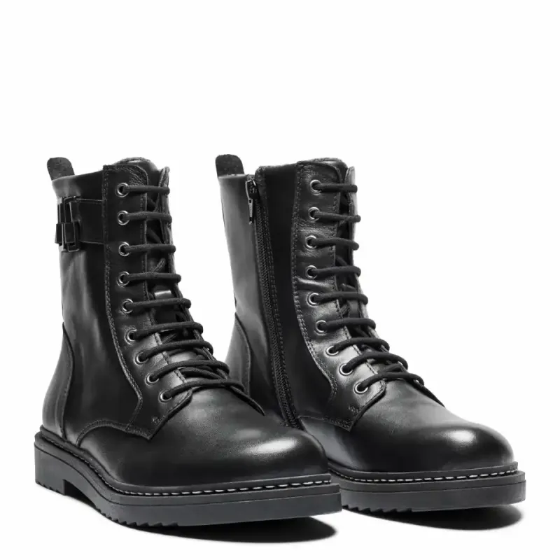 Boot with bouclesdetail, Picos© lining, lace and zipper